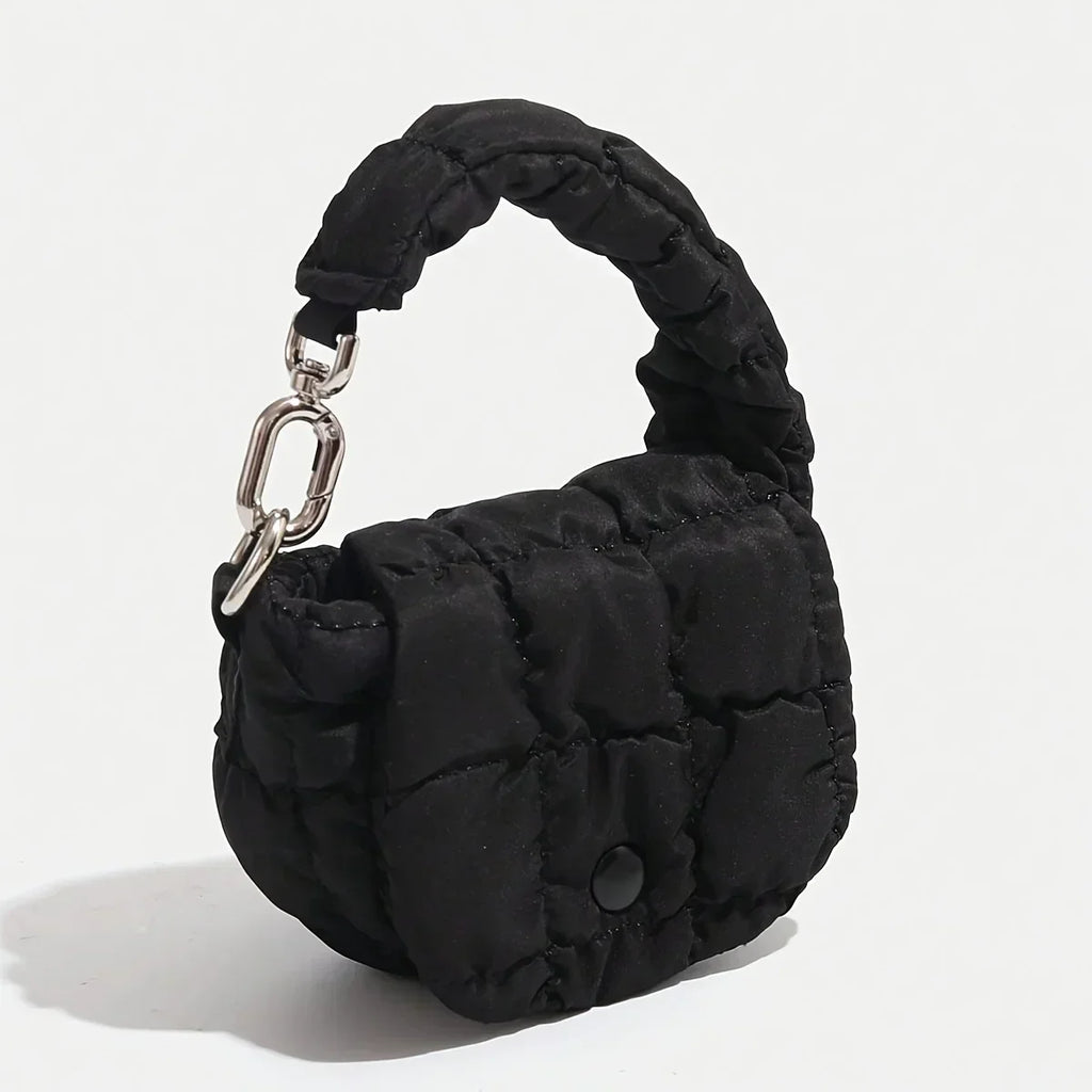 Cotton Pleated Cloud Dumpling Bag – Mini Ruched Flap Top Handle Bag for Shopping & Date