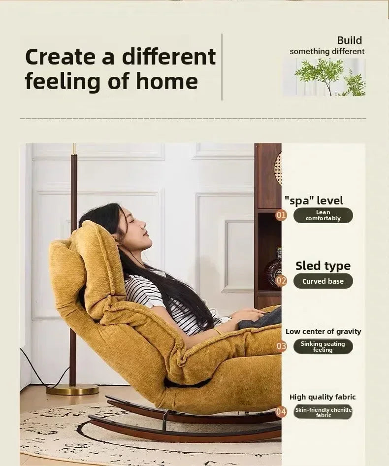 Adjustable Folding Rocking Chair with Cushioned Seat