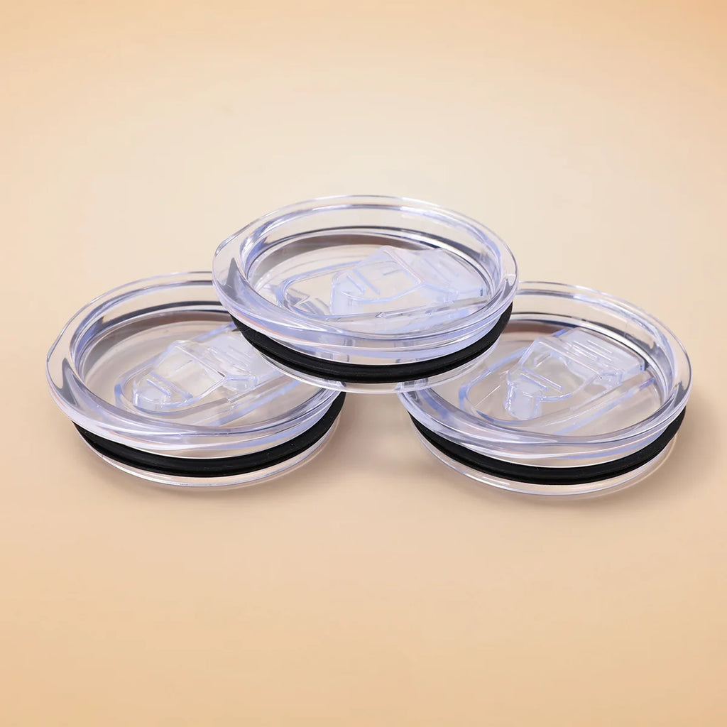 Push-Slide Replacement Lid for 12oz 16oz 20oz 30oz Slim Tumbler Cups – Leakproof Transparent Plastic Cup Lid