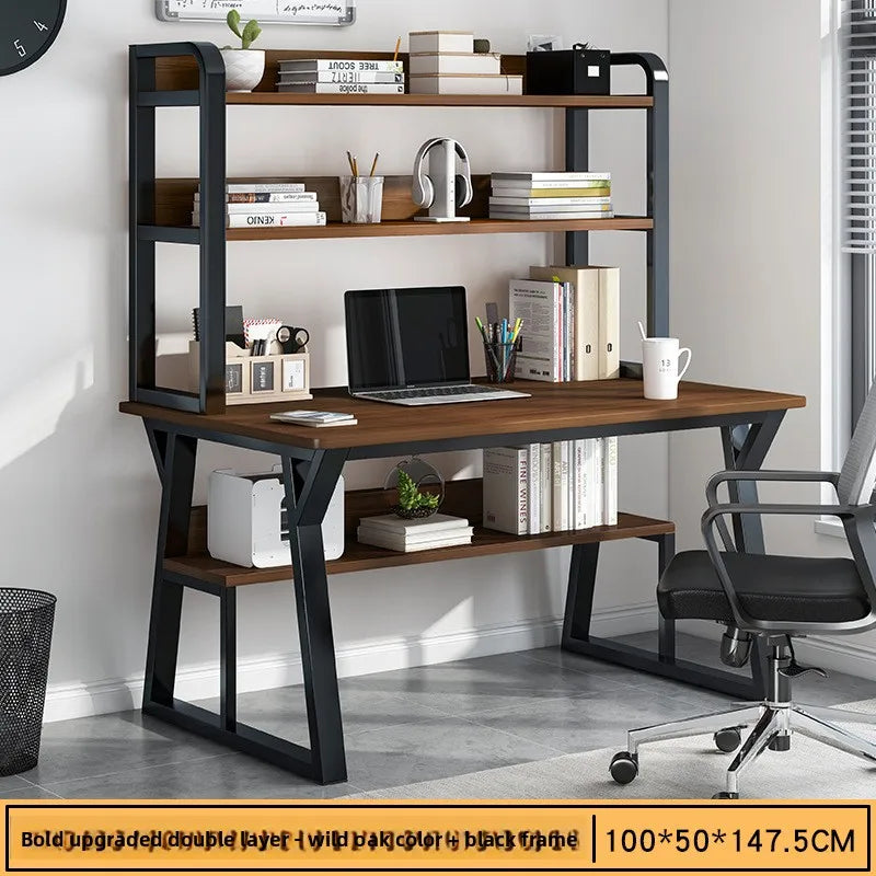 Computer Desk with Integrated Bookshelf — Simple Wood Writing Desk for Small Apartments, Multiple Sizes & Finishes