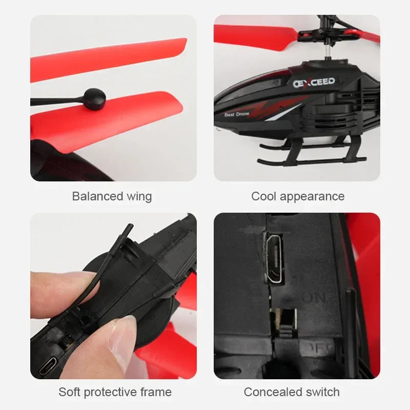FF Crash-Resistant Induction Helicopter Drone – Dual-Mode Suspended RC Toy with Lighting