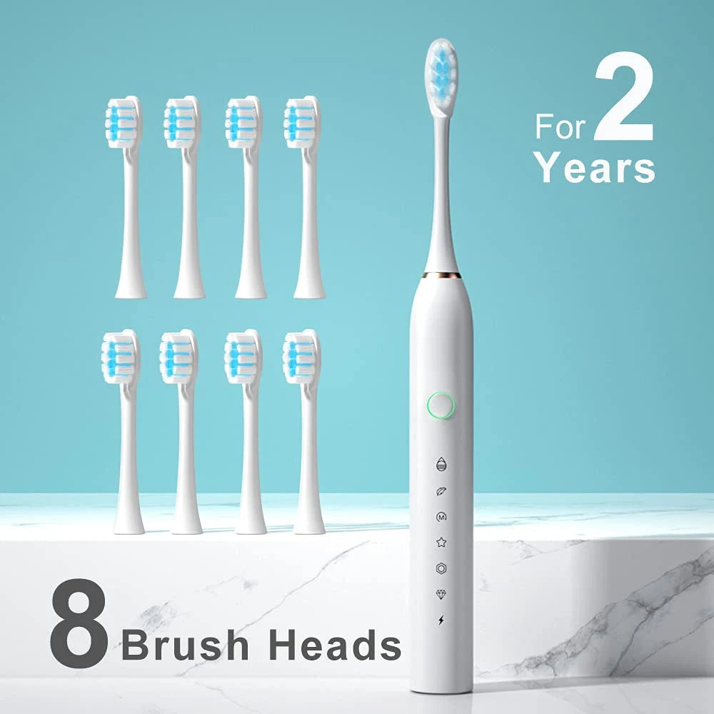 Sonic Electric Toothbrush – 6 Cleaning Modes, 42,000 VPM, IPX7 Waterproof, 8 Brush Heads Included