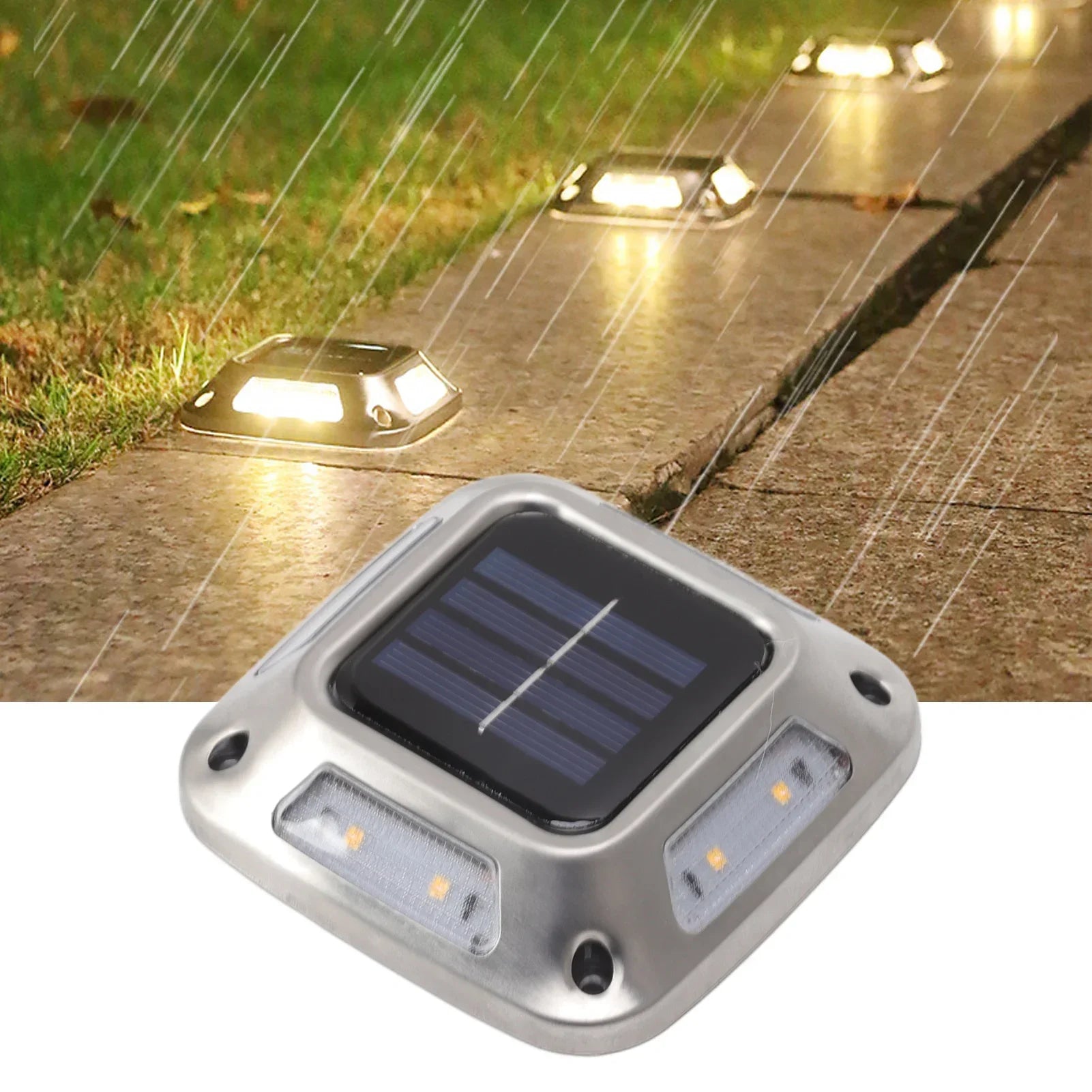 Solar Ground Garden Light — 8 LED Waterproof Warm Light Driveway Marker Lamp