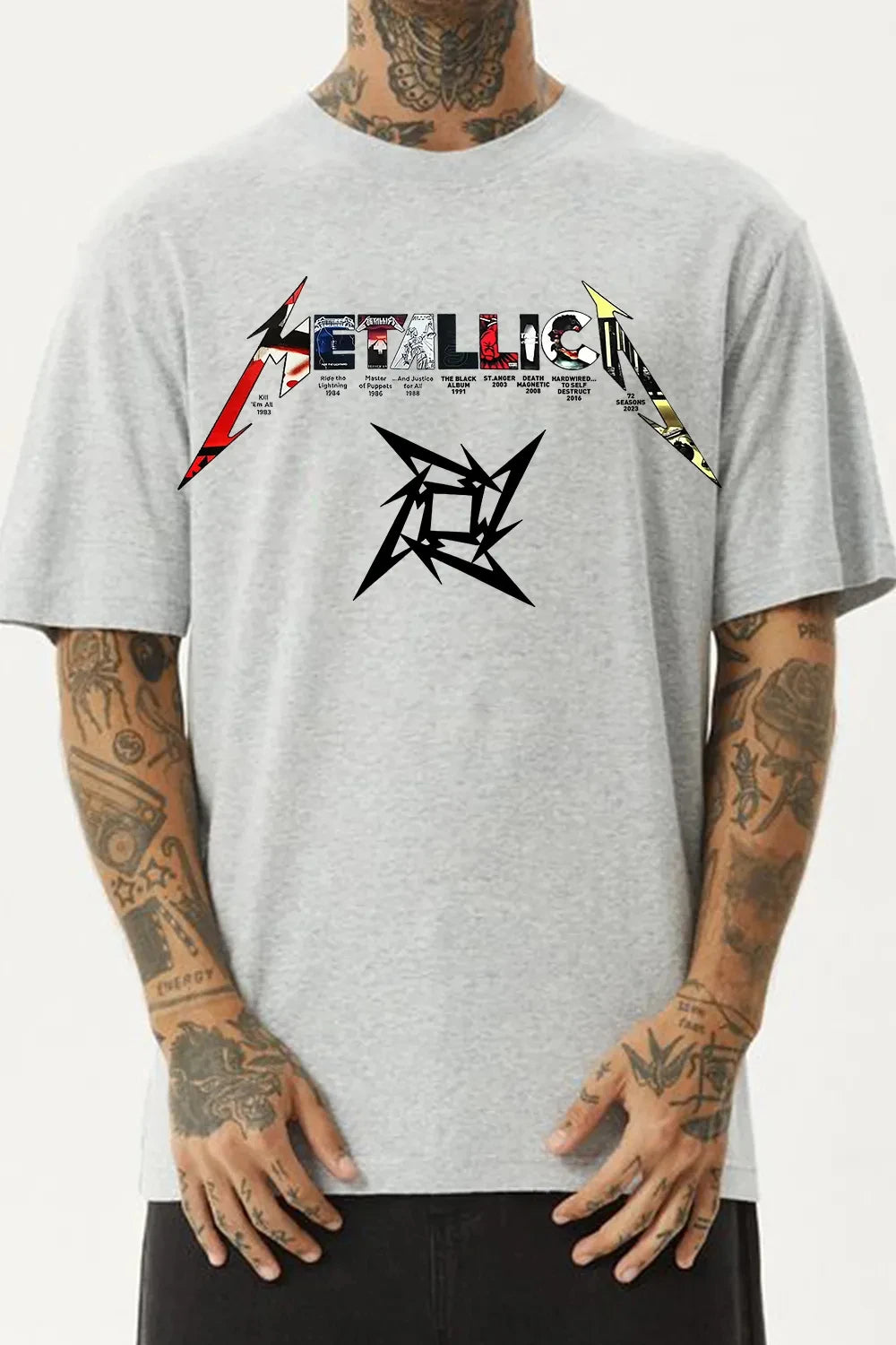 Metallica Rock Band Graphic T-Shirt — 100% Cotton Streetwear Tee for Men & Women
