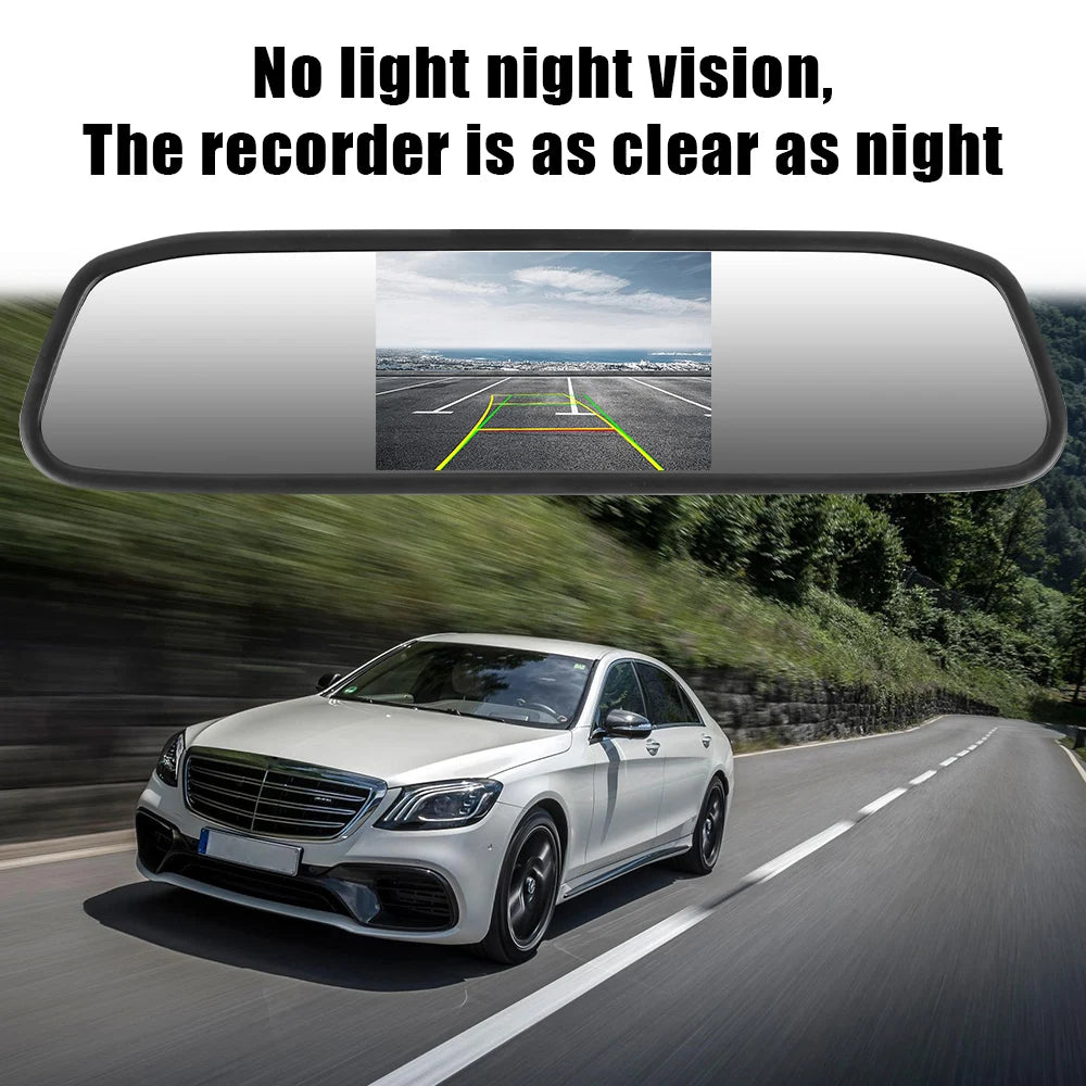 4.3" HD Car Rear View Mirror Parking Monitor — Backup Camera Display