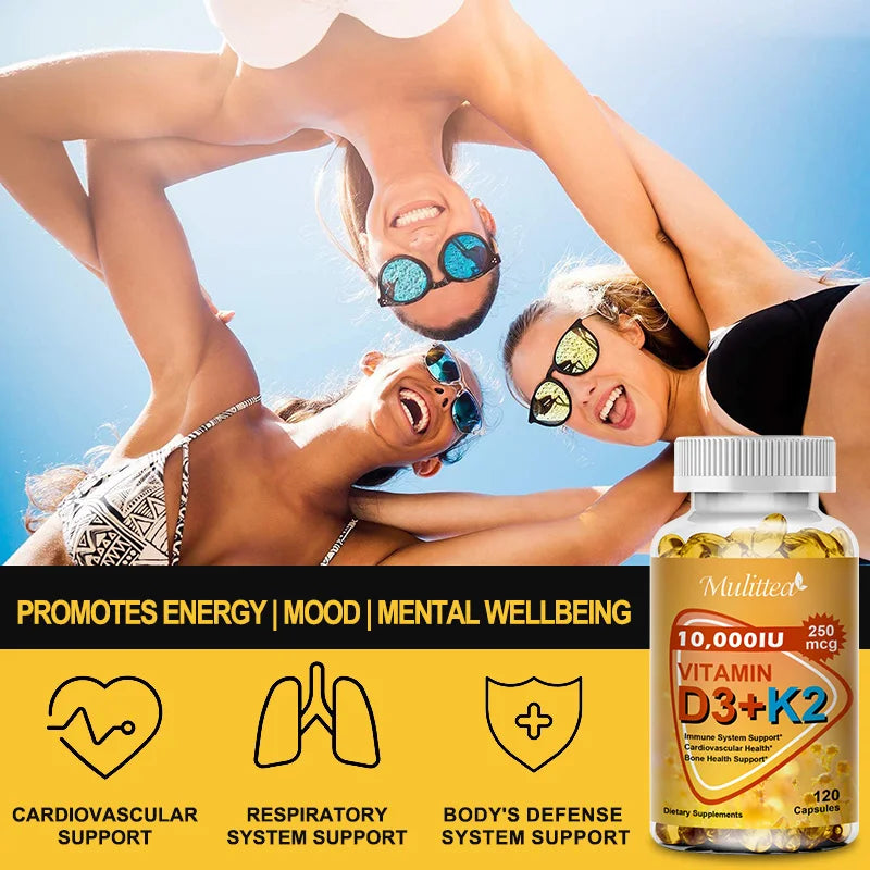 Calcium, Magnesium, Zinc & D3K2 Capsules – Bone, Muscle, Joint & Immune Support, 60 or 120 Capsules