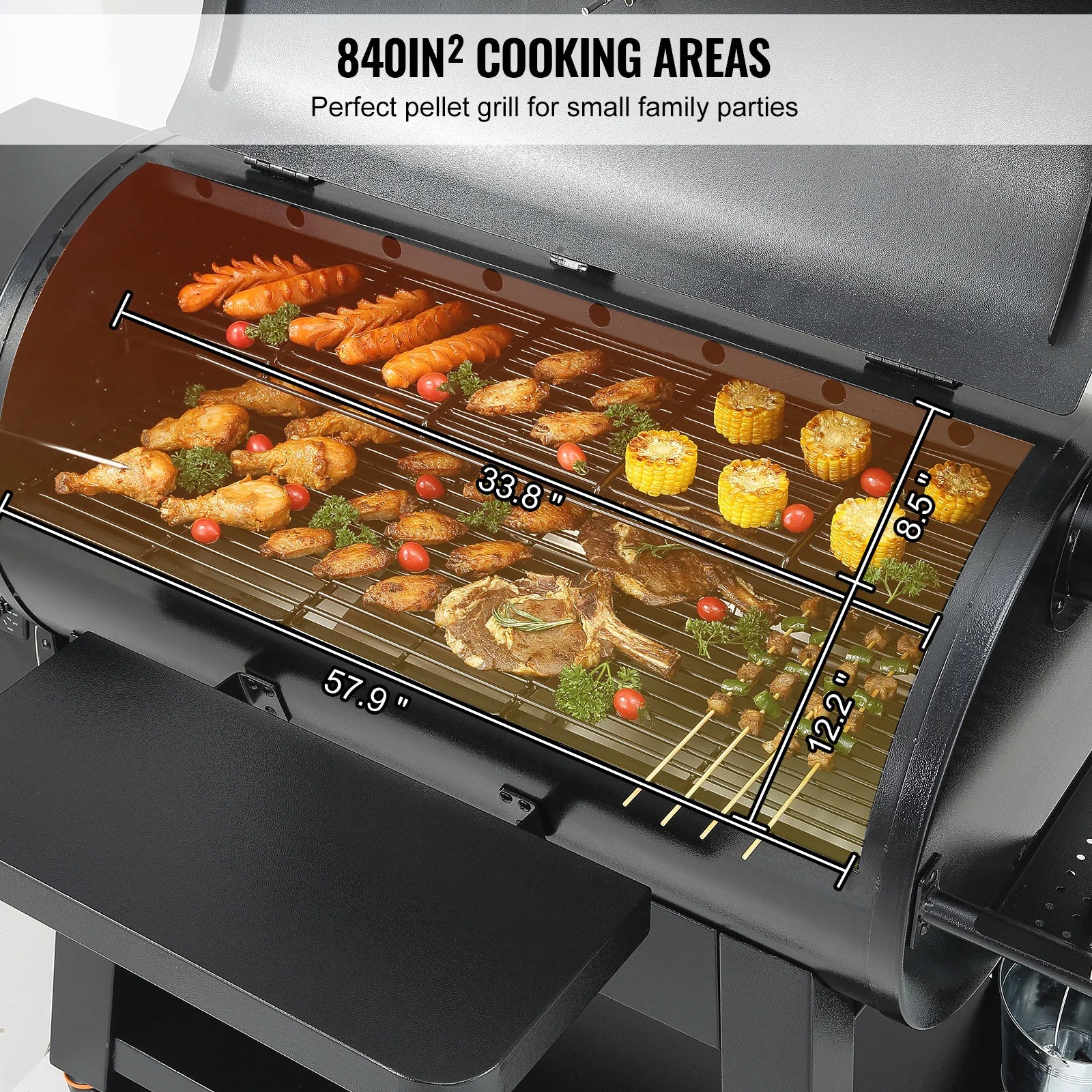 SucceBuy Portable Charcoal & Propane Smoker Grill | 840 Sq. In., Cover & Cart, PID Temp Control 175–500°F, CE Certified
