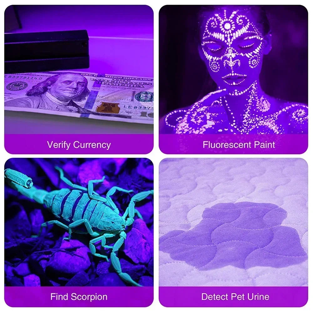 UV Blacklight Flashlight | 9/12 LED 395nm, Pet Urine & Stain Detector, Waterproof Aluminum, Batteries Not Included