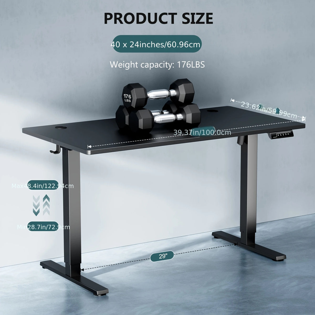 Electric Sit-Stand Standing Desk — Adjustable Height Ergonomic Rising Desk, 40–55 Inch, Multiple Colors