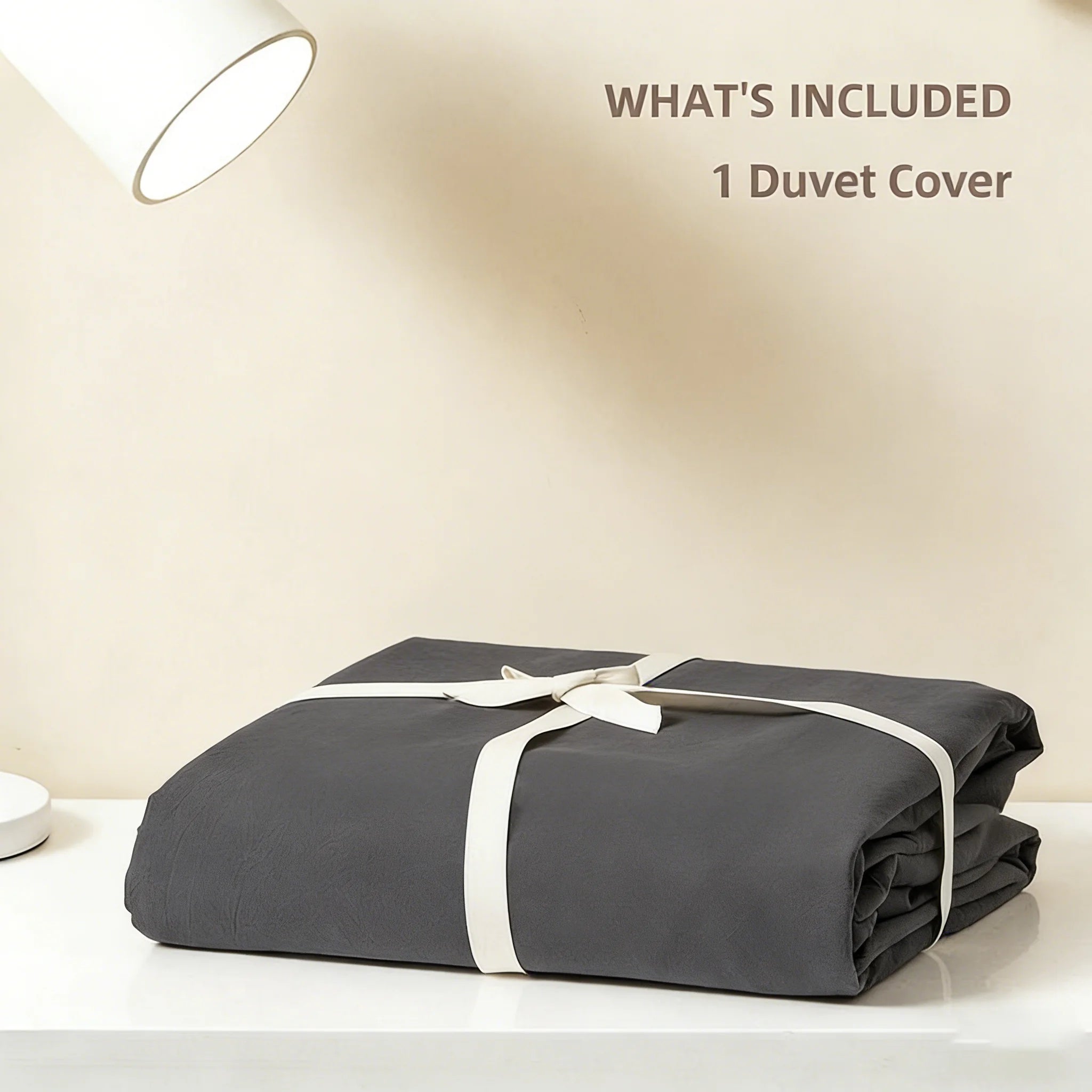 Washed Cotton Duvet Cover – Linen-Touch Soft Breathable Bedding, Zipper Closure, 4 Colors
