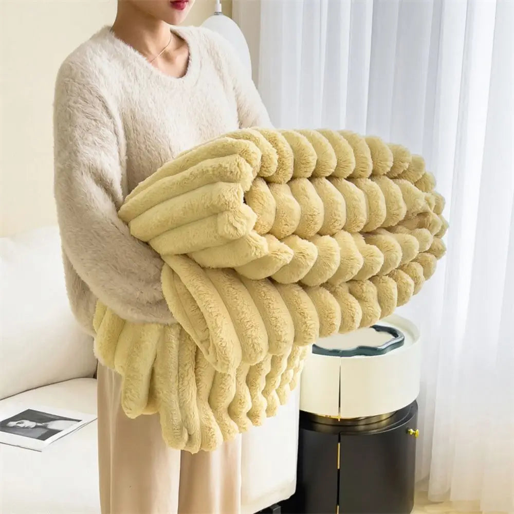 Double-Sided Jacquard Throw Blanket – Warm & Breathable Cotton-Bamboo Blend, 6 Colors