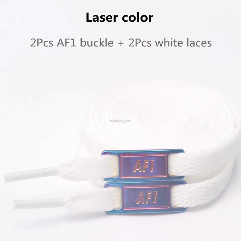 AF1 Shoelaces Combination Set — White Flat Laces & Shoe Decoration for Air Force One Sneakers