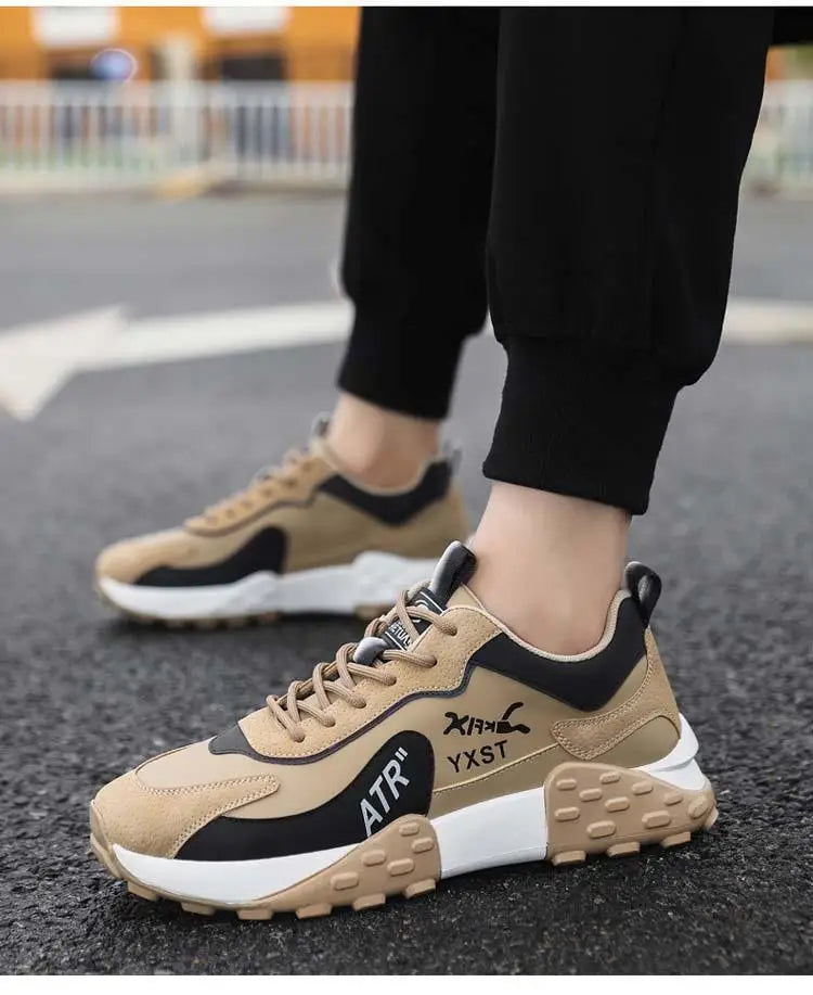 Men's Breathable Faux Leather Lace-Up Sneakers