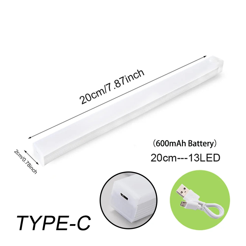 Motion Sensor LED Night Light Strip – USB Rechargeable, 3 Modes, Warm or Cool White for Cabinet, Wardrobe & Staircase