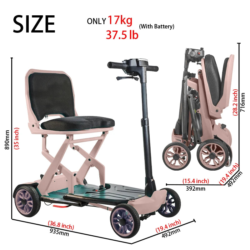Compact 4-Wheel Mobility Scooter – 180W, 13–15 km Range