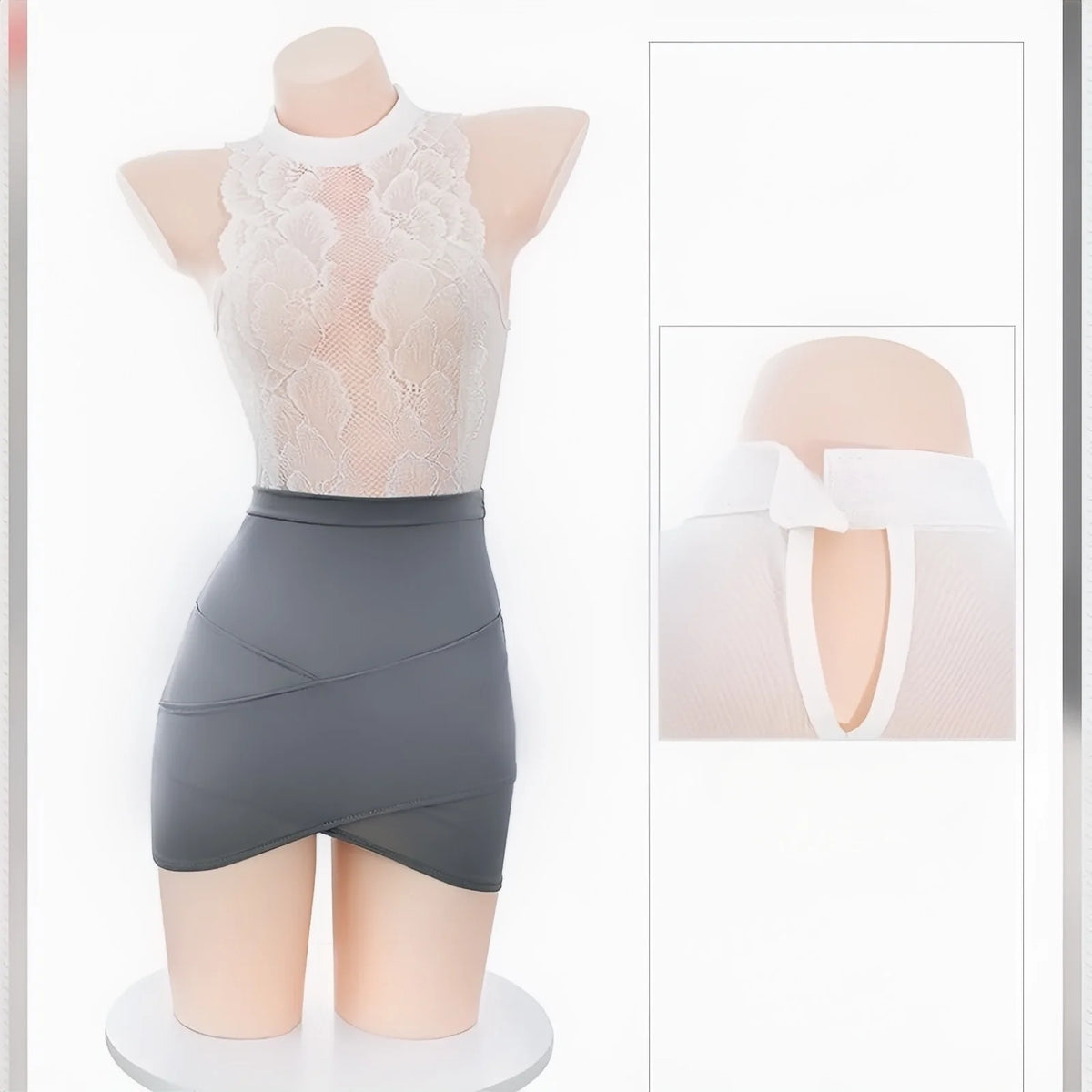 Sexy Lingerie Role-Play Costume Set – Lace Stewardess Secretary Uniform for Women