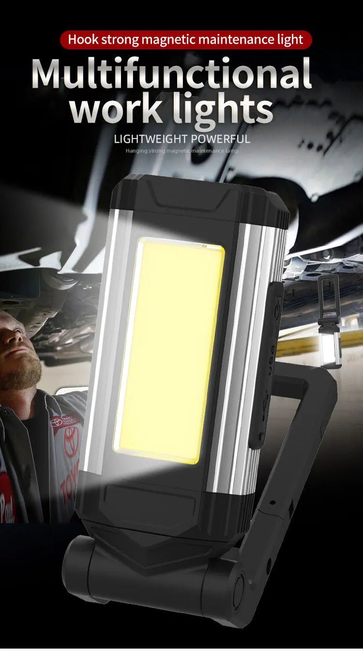 2026 Portable COB Magnetic Work Light — Rechargeable LED Flashlight for Camping & Car Repair