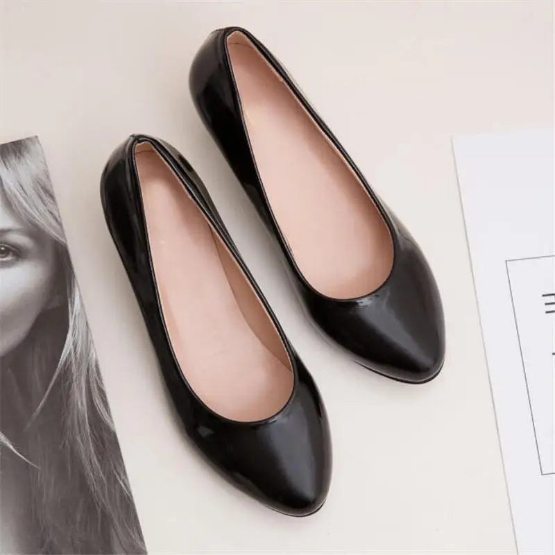 Women's Pointed Toe Thick Heel Work Shoes – Shallow Mouth Single Shoes