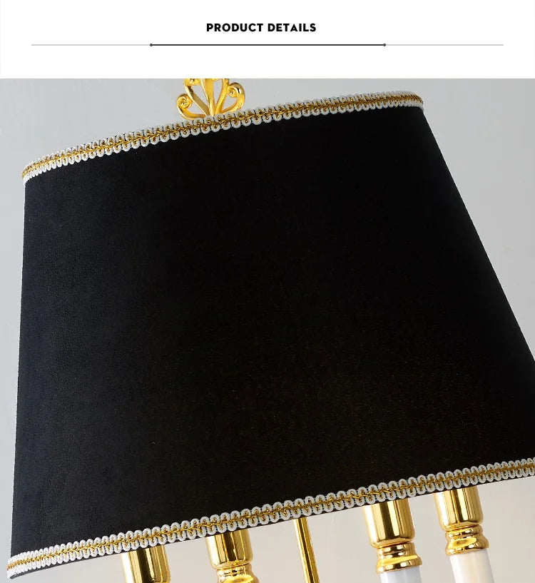 Crystal Table Lamp – Black or Beige Fabric Shade
