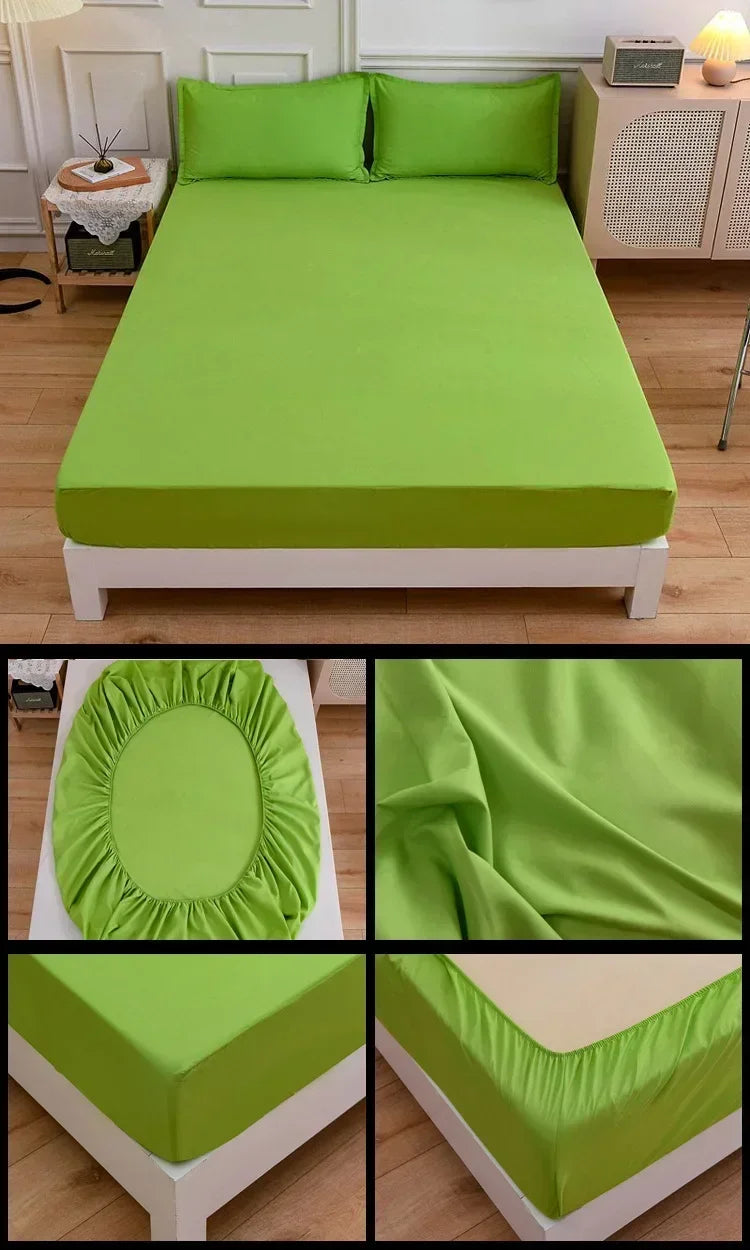 High-Quality Elastic Fitted Sheet – Solid Color Mattress Cover, 80–200cm, Single to King