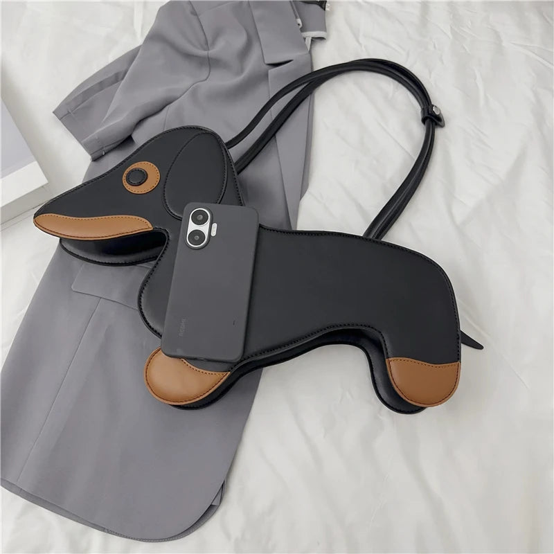 Sausage Dog Novelty TPU Tote Bag – Cute Doll Top Handle Shoulder Bag for Women