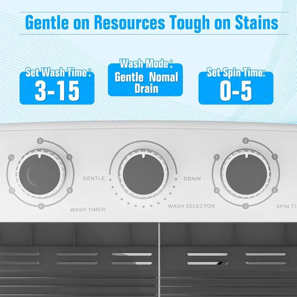 Portable Washing Machine 18 Lbs | Twin Tub Washer & Dryer Combo, Soaking Function, High Efficiency, Apartment, Dorm & RV