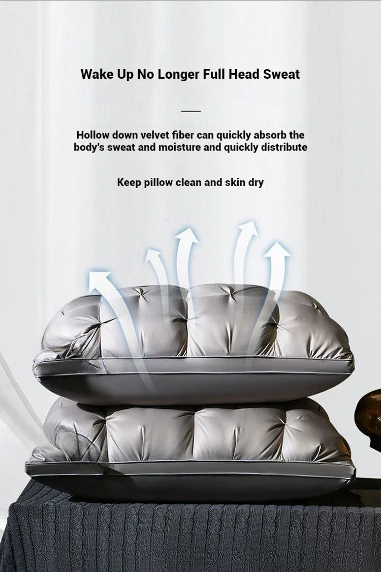 5-Star Hotel Sleeping Pillow – 3D Bilateral Washed Solid Color, Soft & Supportive