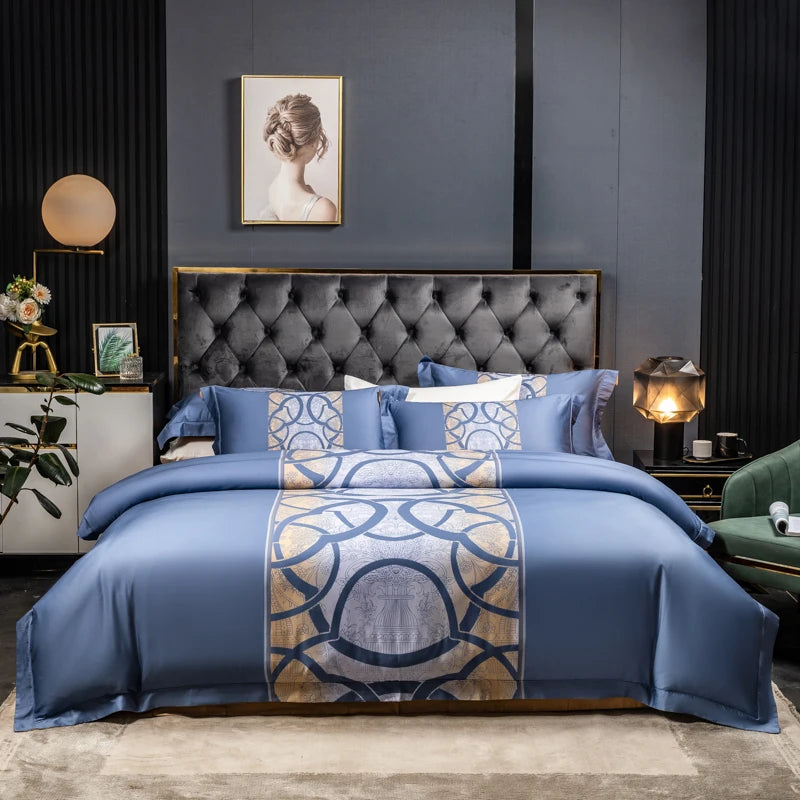 600TC Egyptian Cotton Bedding Set – Birds & Flowers Leaf Print, 16 Colors, Queen to US King