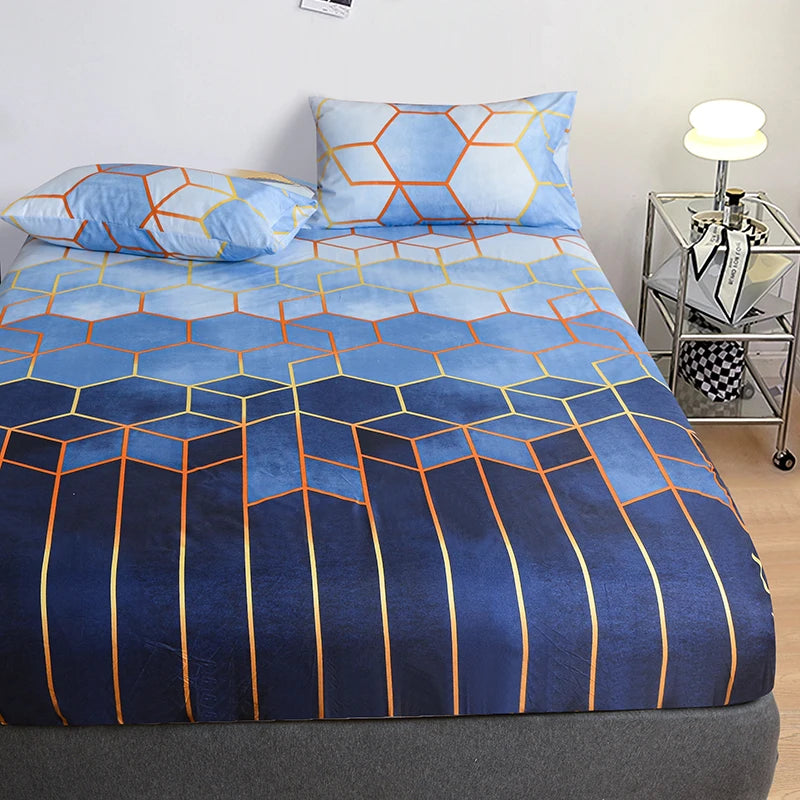 Printed Fitted Bedsheet – Super Soft Mattress Protector, Queen & King, No Pillowcase