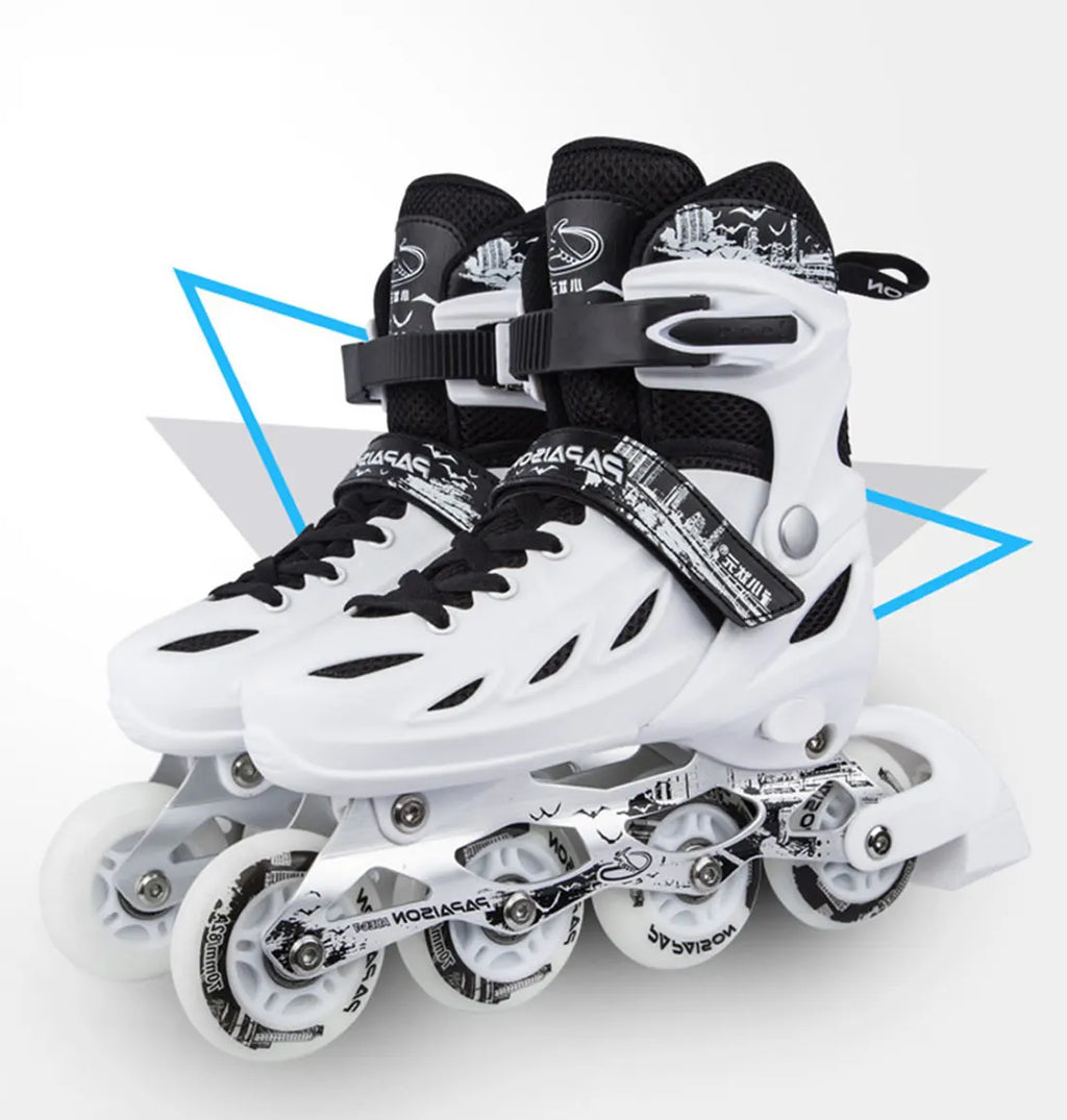 Adjustable Inline Roller Skate Shoes – Flashing 4-Wheel Speed Racing Sneakers for Outdoor Skating