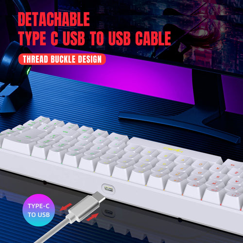 68-Key RGB Gaming Keyboard — USB Wired, 20 Backlight Modes, Multi-Language Layout for PC & Laptop