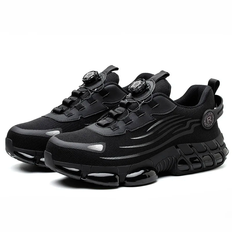 Men's Air Mesh Button-Closure Work Shoes
