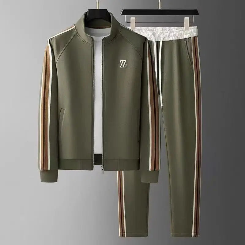 Men's Embroidered Fashion Jacket & Trousers Set – Trendy Sporty 2-Piece Tracksuit