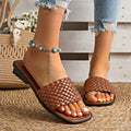 Women's Woven Strap Flat Sandals – Casual Luxury Beach Slippers