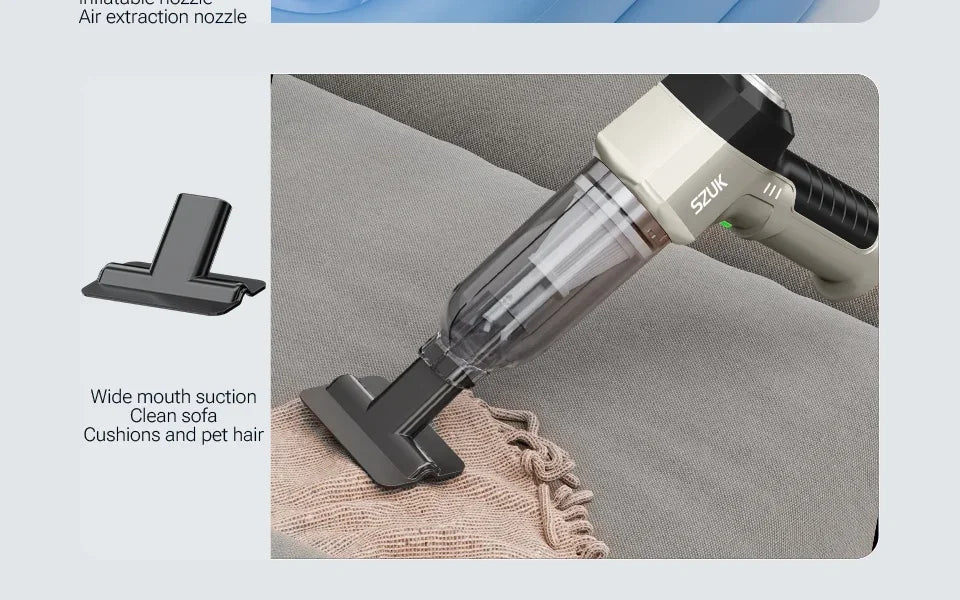 SZUK Cordless Car Vacuum Cleaner – Strong Suction Wireless Handheld Cleaning Machine