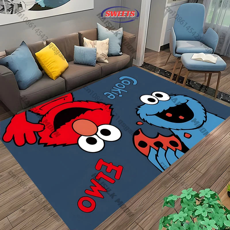 15 Sizes S-Sesame S-Street Theme Carpet Rug for Living Rooms Bedroom Entrance Door Decor Mat, Kids' Play Non-slip Mat Great Gift