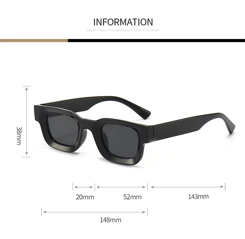 Small Rectangle Thick Frame Sunglasses | UV400 Unisex Square Shades for Men & Women