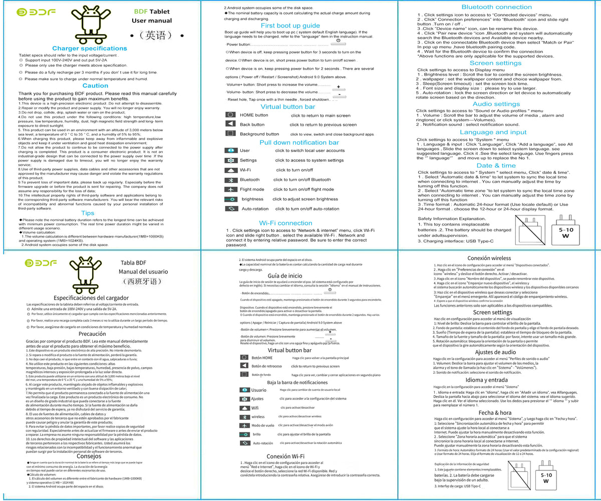 BDF 7" Kids Tablet – 4GB RAM, 64GB, Android 13, 5G Wi-Fi, Dual Camera