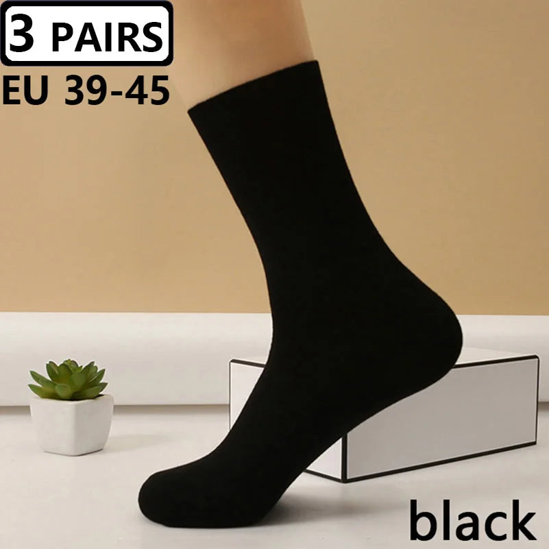 Plus Size Diabetic Varicose Vein Socks EUR 45–50 – 3 Pairs Cotton Loose Mouth Comfort Socks for Men & Women