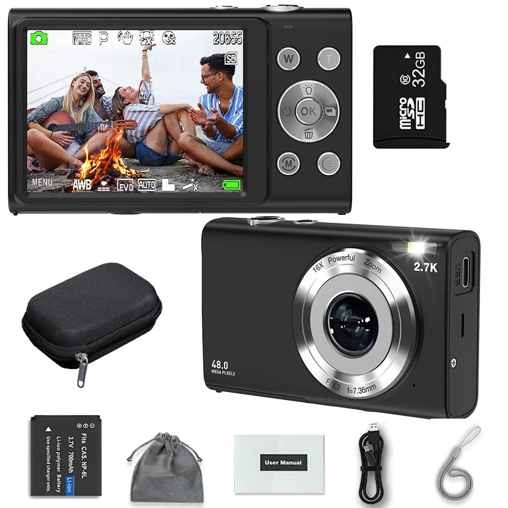4K Digital Autofocus Vlogging Camera — 48MP with 2.8" Screen for Kids & Adults