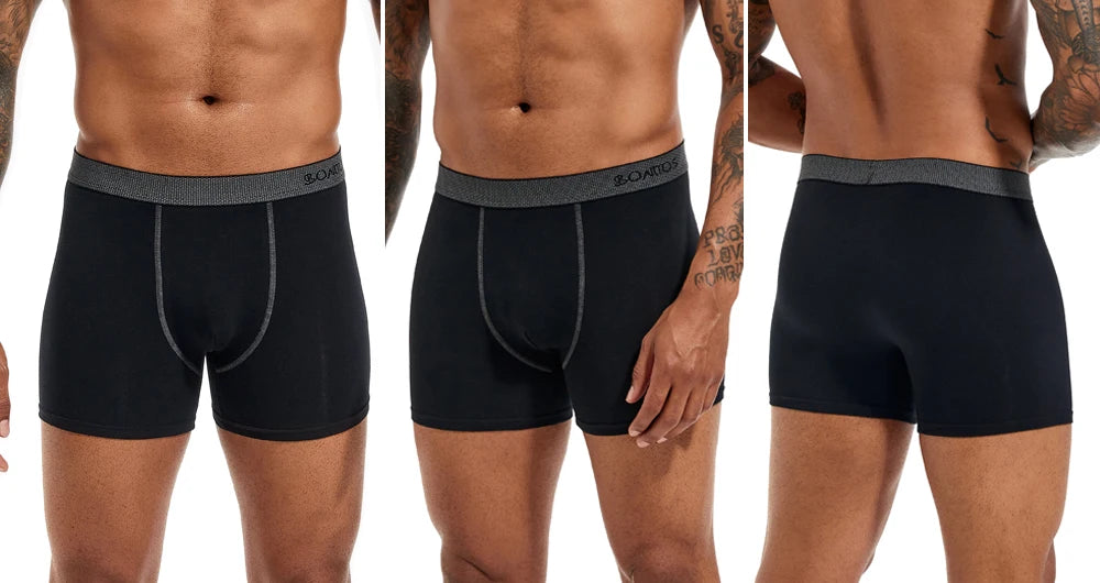 Men's Cotton-Blend Boxer Briefs with Letter Waistband, 4-Pack