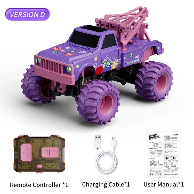 hot model 1:64 mini alloy remote control truck 2.4G four-wheel drive big foot off-road vehicle simulation model children toy car