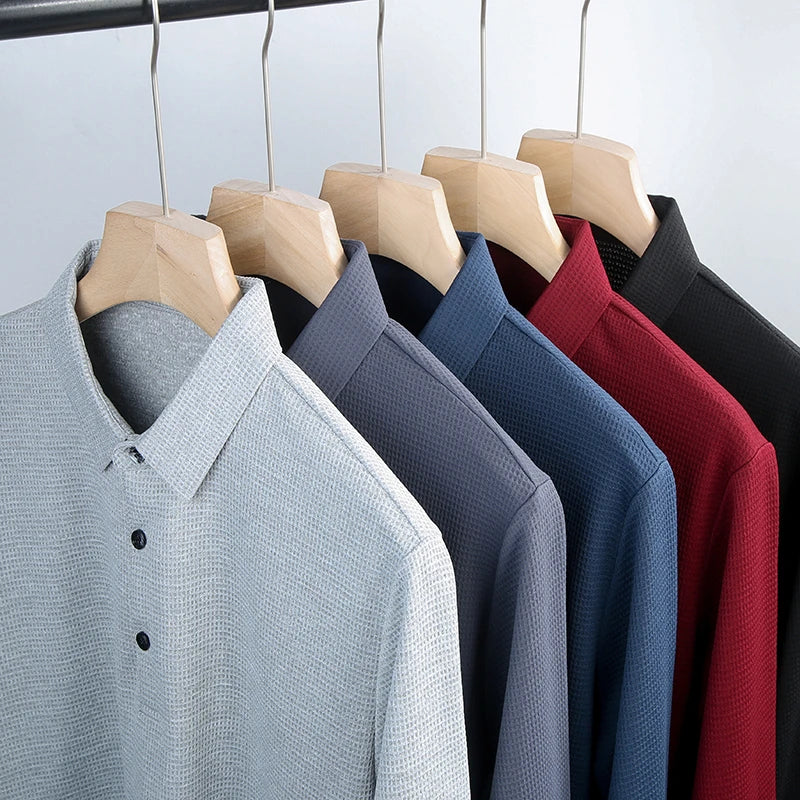 Men's Business Casual Long Sleeve Polo Shirt — Smart Everyday Polo