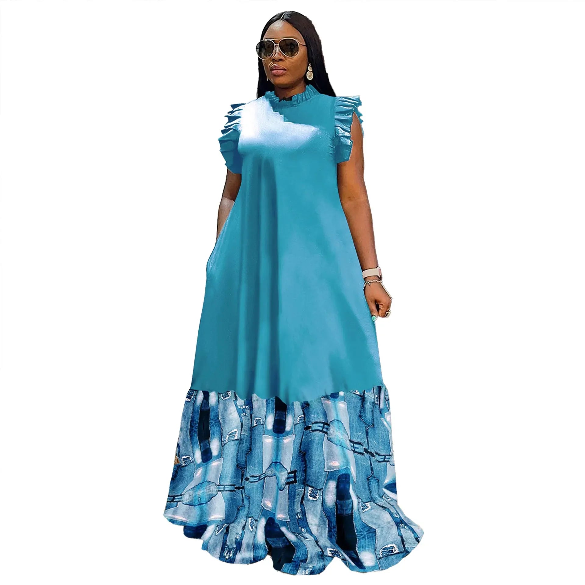 Sleeveless Ruffles A-Line Loose Elegant Maxi Dress — Casual Splice Sexy Long Dress