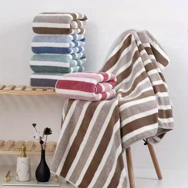 Super Soft 8-Piece Bath Towel Set – No-Shed Striped Hotel Quality, 2 Large, 2 Medium, 4 Small
