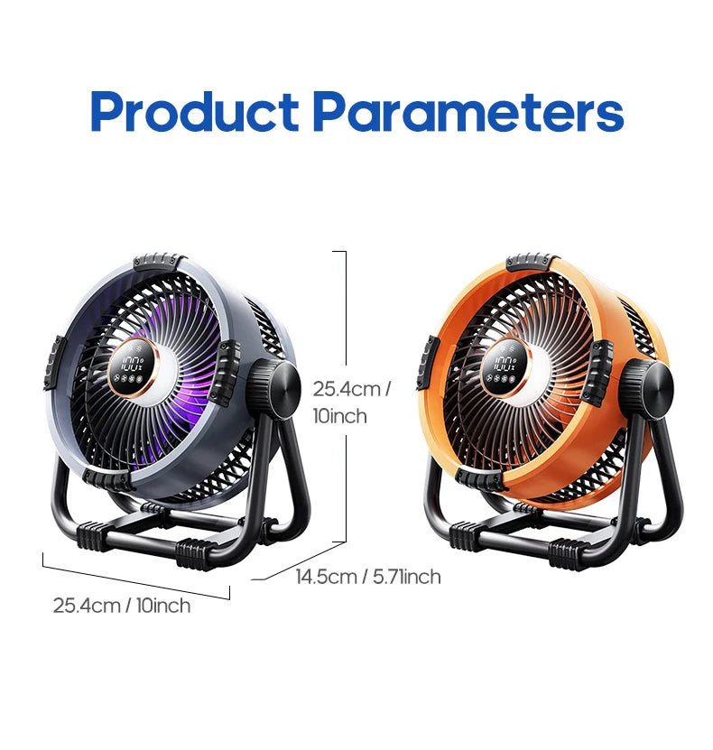6-in-1 Portable Camping Fan – 20000mAh Rechargeable Wireless Tent Ceiling Fan with LED Light & Power Bank