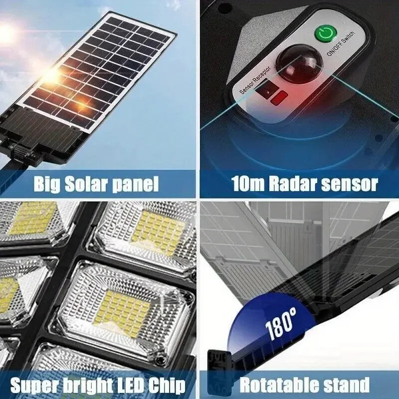 504LED Ultra-Bright Solar Street Light — Motion Sensor, Remote Control, Dimmable, Waterproof
