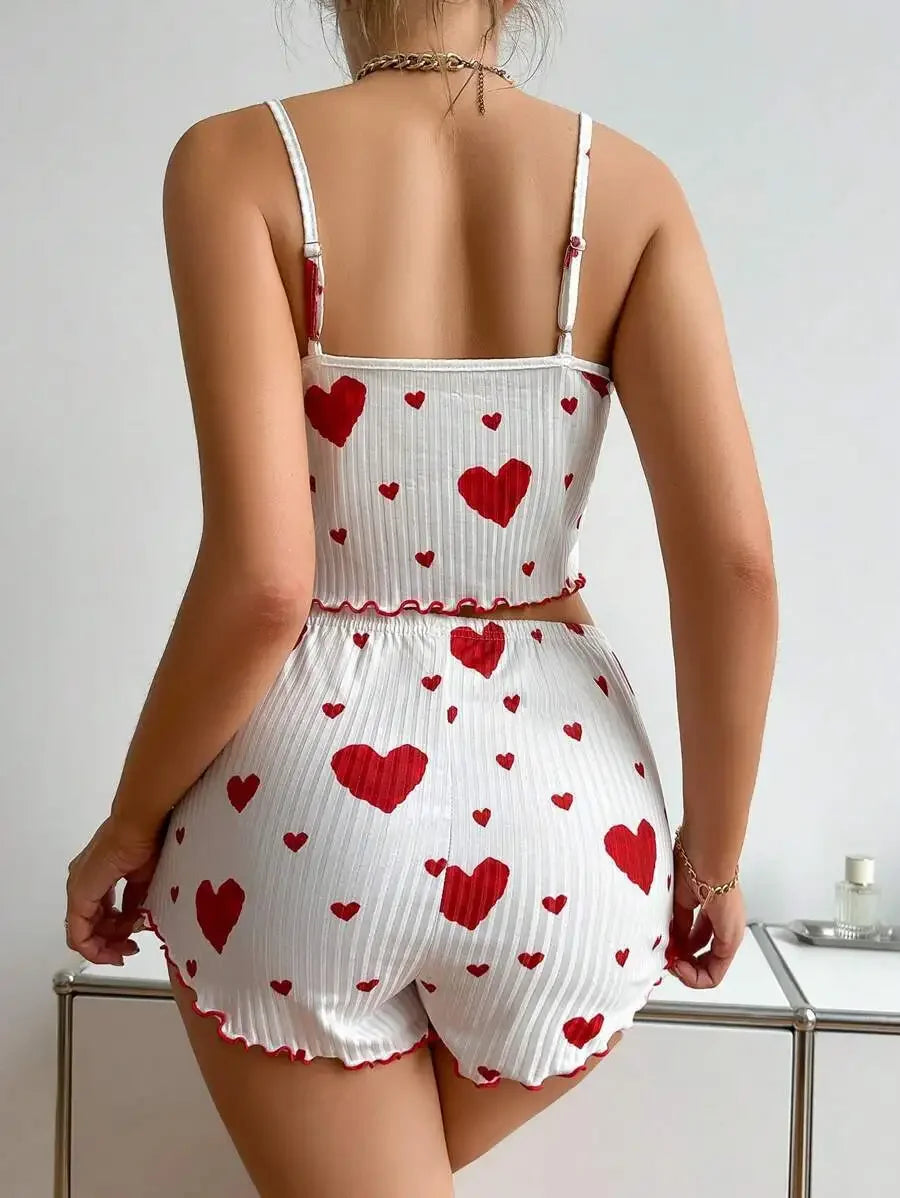 Women's 2-Piece Tank Top & Shorts Pajama Set | Soft Ventilated Love Print Sleepwear