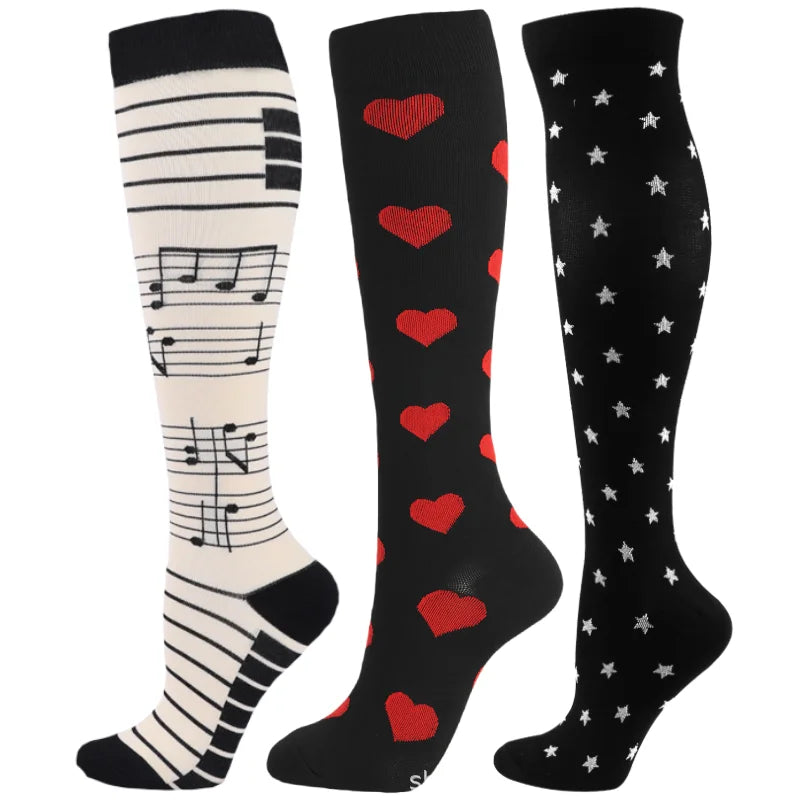 Knee High Compression Socks 20-30mmHg – 3 Pairs for Diabetes, Varicose Veins, Edema, Nurse & Running