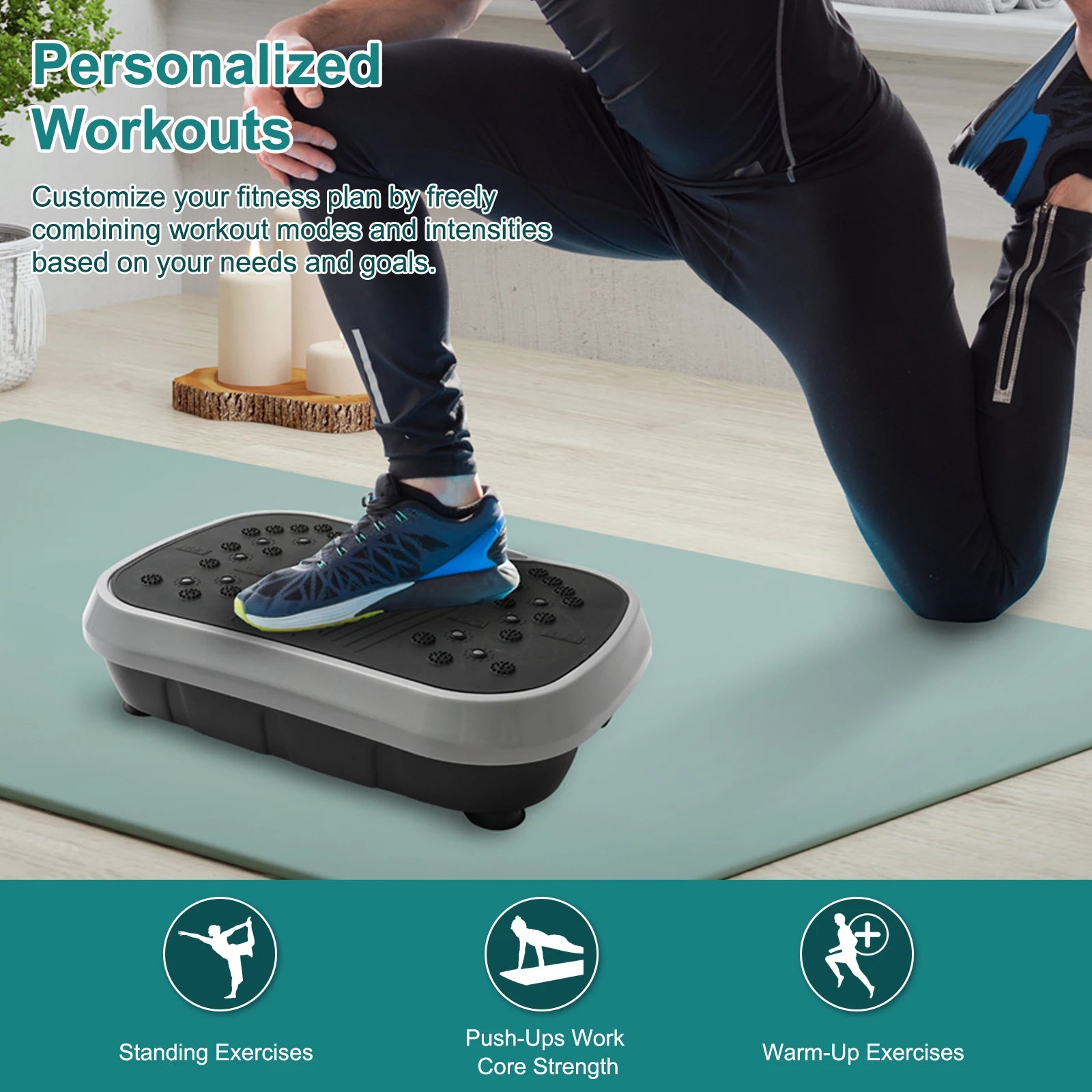 Vibration Plate Exercise Machine — 200W Full-Body Platform with 99 Speed Levels, Resistance Bands & Remote